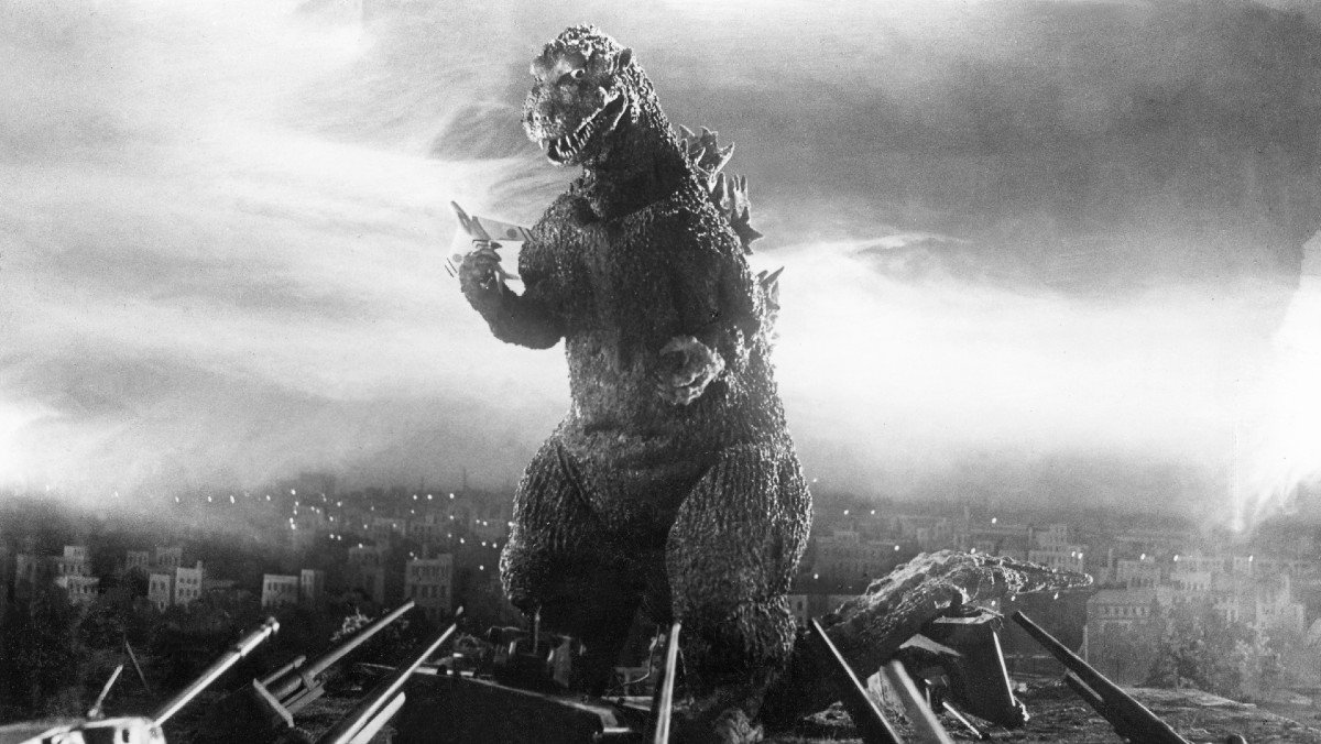 The giant lizard stalks the Japanese countryside in the original Godzilla.