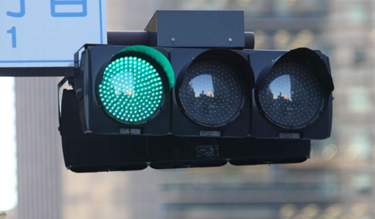Japan green traffic lights