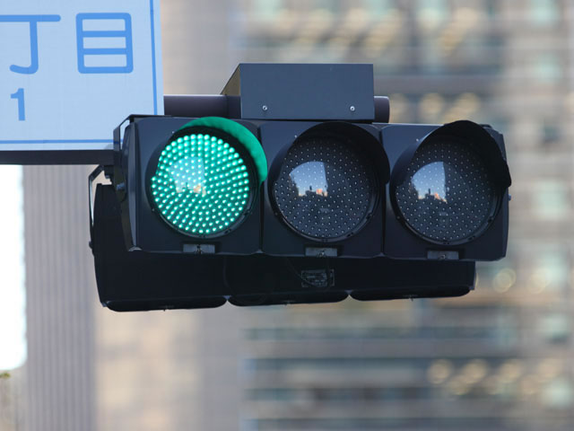 Japan green traffic lights